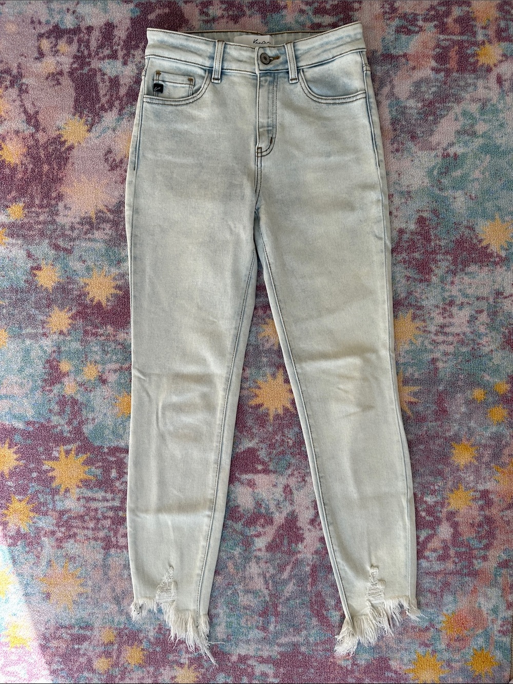 KanCan Light Wash Skinny Jeans with Frayed Hem